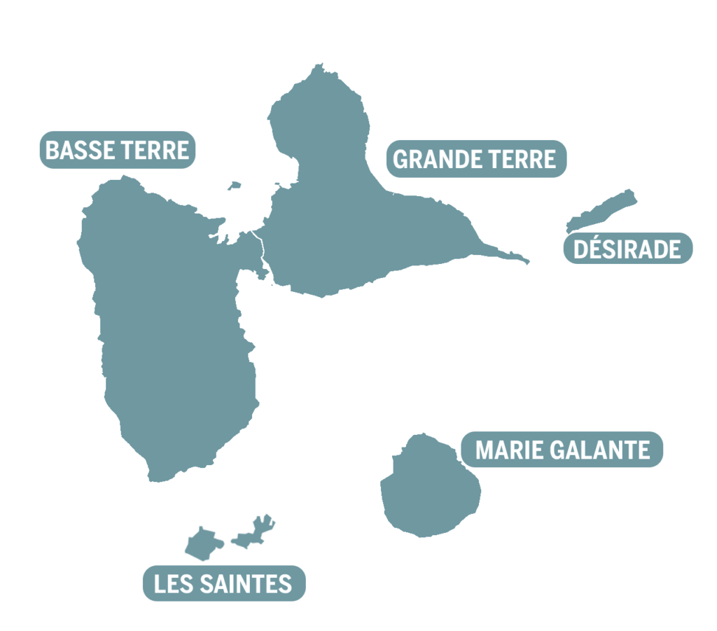 Carte des îles de la Guadeloupe
